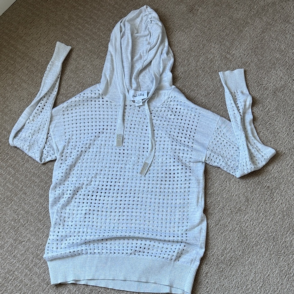 Joseph Ribkoff Cream Open-Knit Hoodie